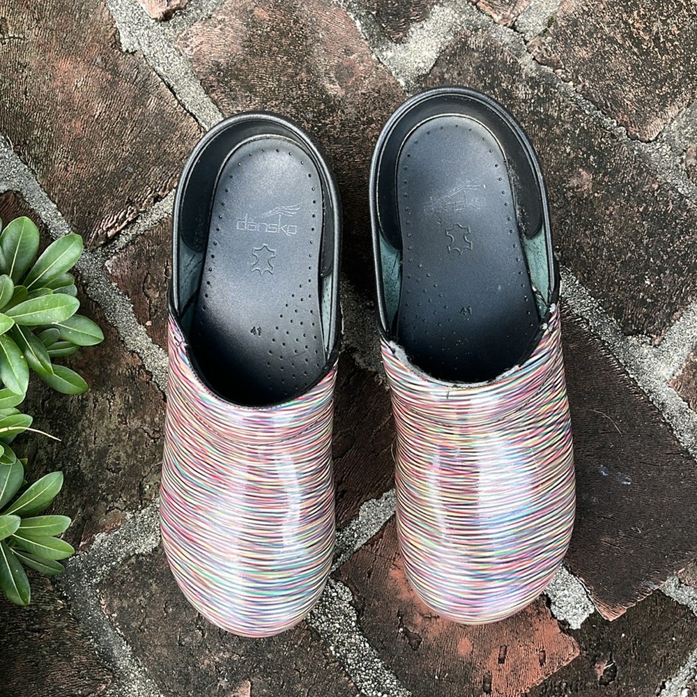 Dansko Colorful Striped Clogs Size 41 - Picture 2 of 9